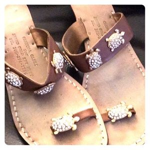 Leather and gold turtles handmade sandals